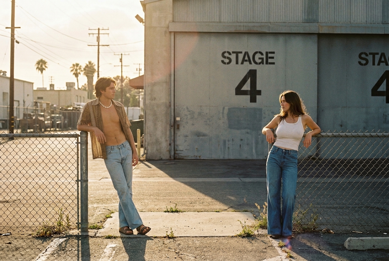 A couple on a film set